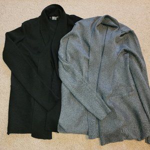 Bundle of 2 Long Open Cardigans Black Gray M